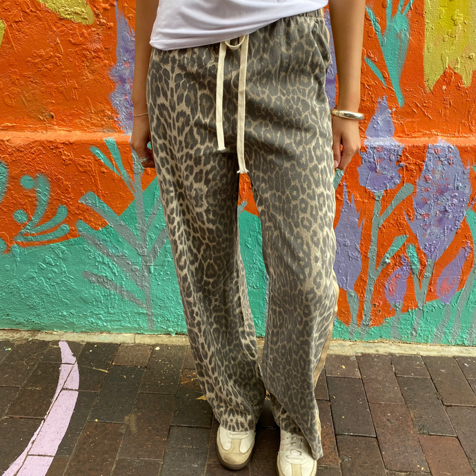 Light Leopard Denim Racer Pants - By Frankie