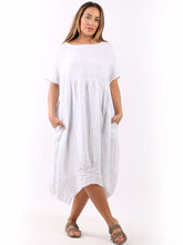 Load image into Gallery viewer, &#39;Mila&#39; White 100% Linen Midi Swing Dress with Pockets