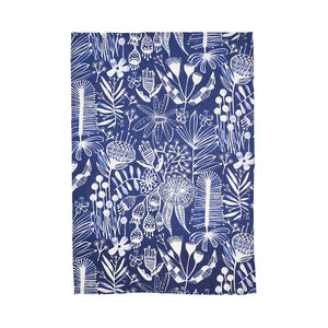 Navy Natives Linen Tea Towel