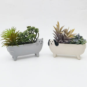 Long Cat Planter Grey 15cm