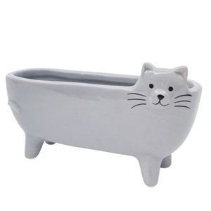 Long Cat Planter Grey 15cm