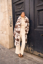 Load image into Gallery viewer, Long Cow Print Faux Fur Coat