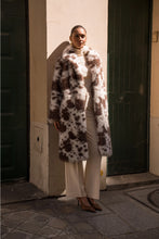 Load image into Gallery viewer, Long Cow Print Faux Fur Coat