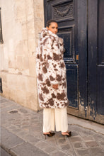 Load image into Gallery viewer, Long Cow Print Faux Fur Coat