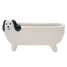 Load image into Gallery viewer, Long Dog Planter White &amp; Black 15cm