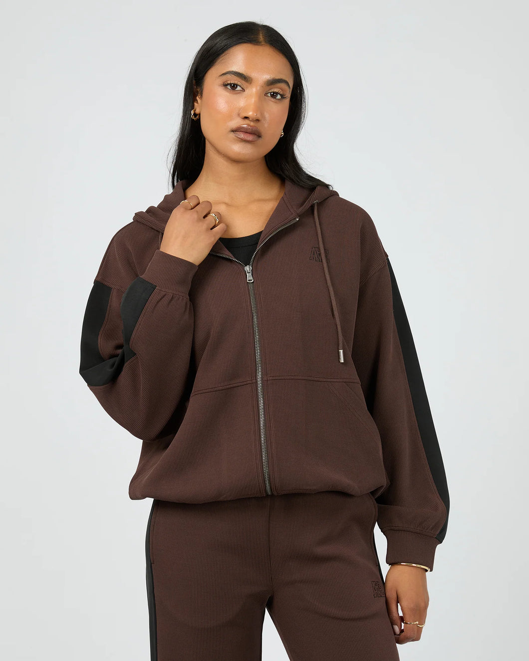 Brown Lounge Zip Hood Jacket - All About Eve