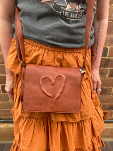 Tan Love Foldover Bag