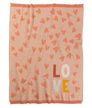 Load image into Gallery viewer, Pink blanket with heart patterns and &#39;LOVE&#39; text on a white background