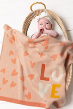 Load image into Gallery viewer, Blush/Coral Love Heart Baby Blanket