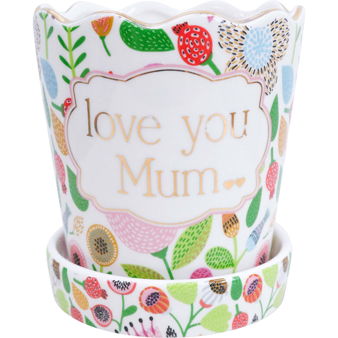 'Love You Mum' Floral Planter