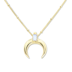 Lunar Crescent Moonstone Gold Necklace