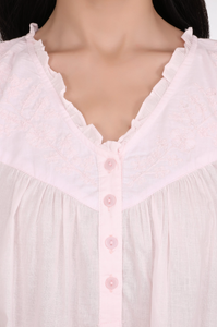 White Embroidered Sleeveless Nightie