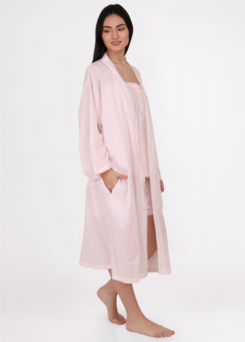 Pastel Pink Dressing Gown/Robe with Hail Spot