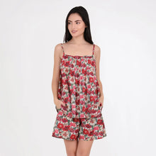 Load image into Gallery viewer, Red Floral Cami Top &amp; Shorts Pyjama Set