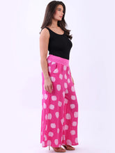 Load image into Gallery viewer, Fuchsia Wide Leg Polka Dot Linen Palazzo Pant