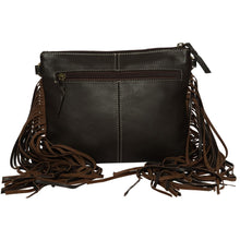 Load image into Gallery viewer, Marbella Brown &amp; White Bullhead Cowhide Sling Bag with Fringing