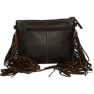 Marbella Brown & White Bullhead Cowhide Sling Bag with Fringing