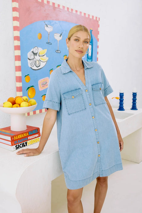 Melenia Denim Shirt Dress