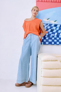 Melenia Denim Split Pant