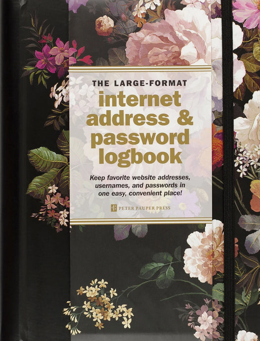Large Midnight Floral Internet Address & Password Logbook