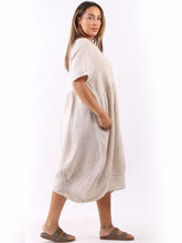 Load image into Gallery viewer, &#39;Mila&#39; Beige 100% Linen Midi Swing Dress with Pockets