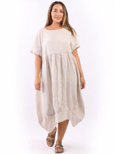 Load image into Gallery viewer, &#39;Mila&#39; Beige 100% Linen Midi Swing Dress with Pockets