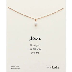 Mum Mini Pearl Necklace Rose Gold