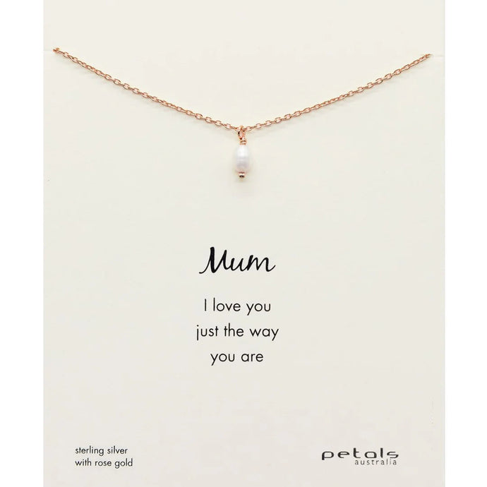 Mum Mini Pearl Necklace Rose Gold