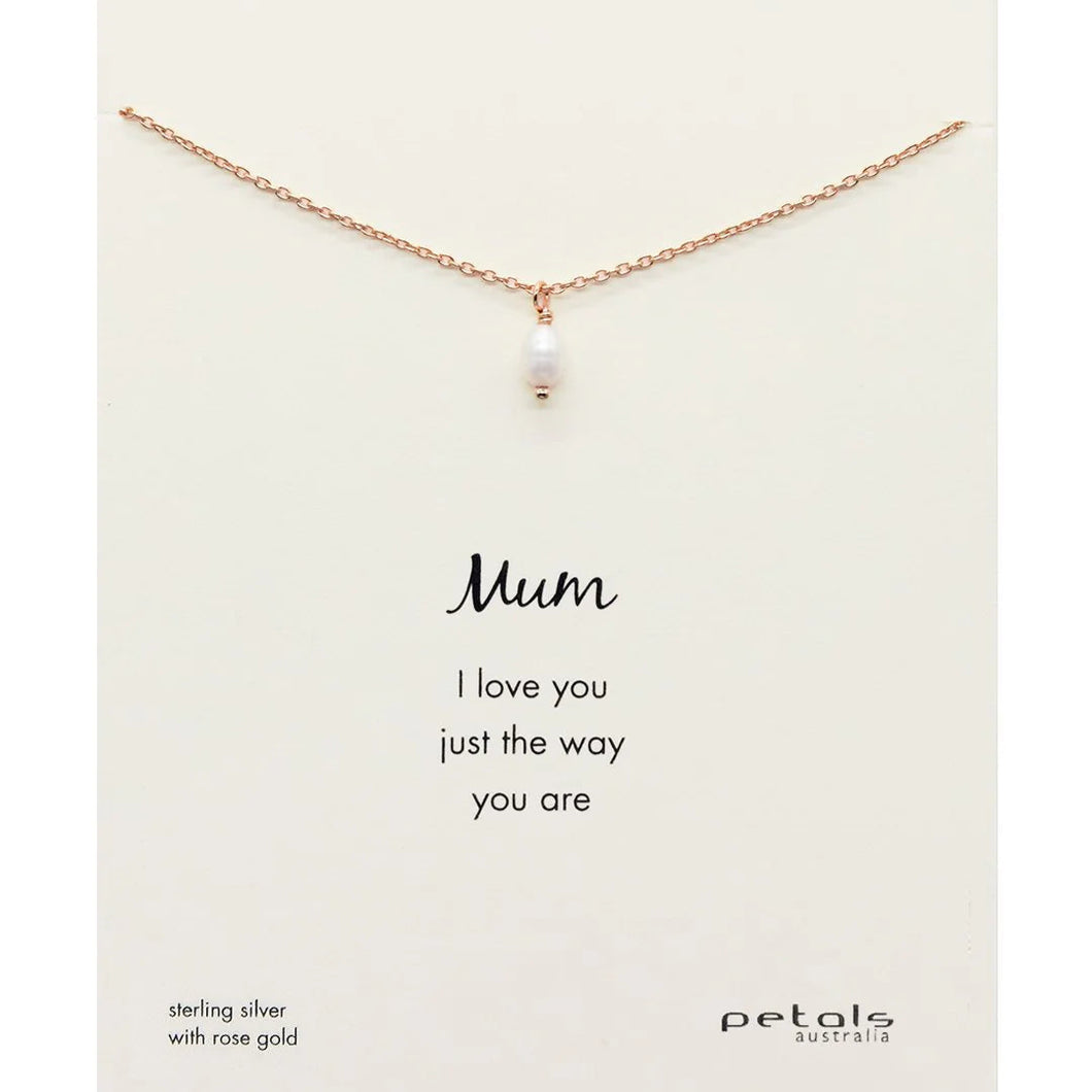 Mum Mini Pearl Necklace Rose Gold