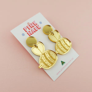 'Miss Honey Vibes' Gold Mirror Dangle Earrings