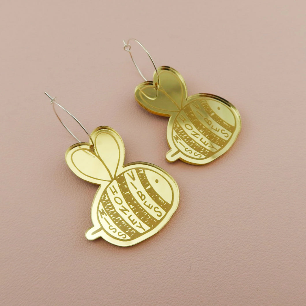 'Miss Honey Vibes' Gold Mirror Hoop Earrings