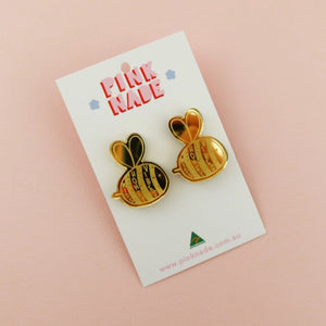 'Miss Honey Vibes' Gold Mirror Statement Stud