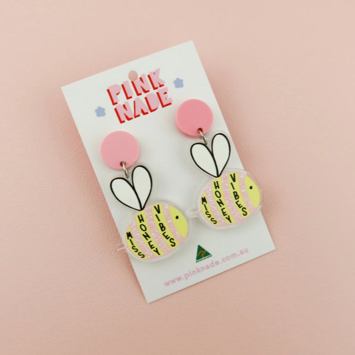 'Miss Honey Vibes' Print Dangle Earrings