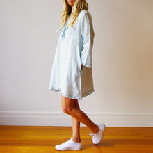 Load image into Gallery viewer, Pale Blue Mitsi Linen Dress - Who&#39;s Charlie