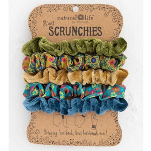 5 x Green Gold Set Mixed Scrunchies
