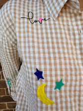 Load image into Gallery viewer, Mocha Gingham Embroidered Waffle Shirt