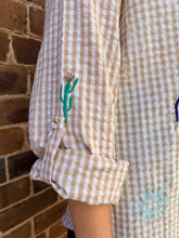 Load image into Gallery viewer, Mocha Gingham Embroidered Waffle Shirt