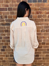 Load image into Gallery viewer, Mocha Gingham Embroidered Waffle Shirt