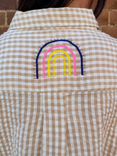 Load image into Gallery viewer, Mocha Gingham Embroidered Waffle Shirt