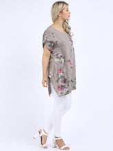 Load image into Gallery viewer, &#39;Bella&#39; Mocha Floral 100% Linen Tunic Top