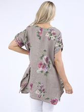 Load image into Gallery viewer, &#39;Bella&#39; Mocha Floral 100% Linen Tunic Top