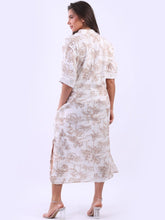 Load image into Gallery viewer, &#39;Delphine&#39; Mocha Jungle Print 100% Linen Maxi Shirt Dress