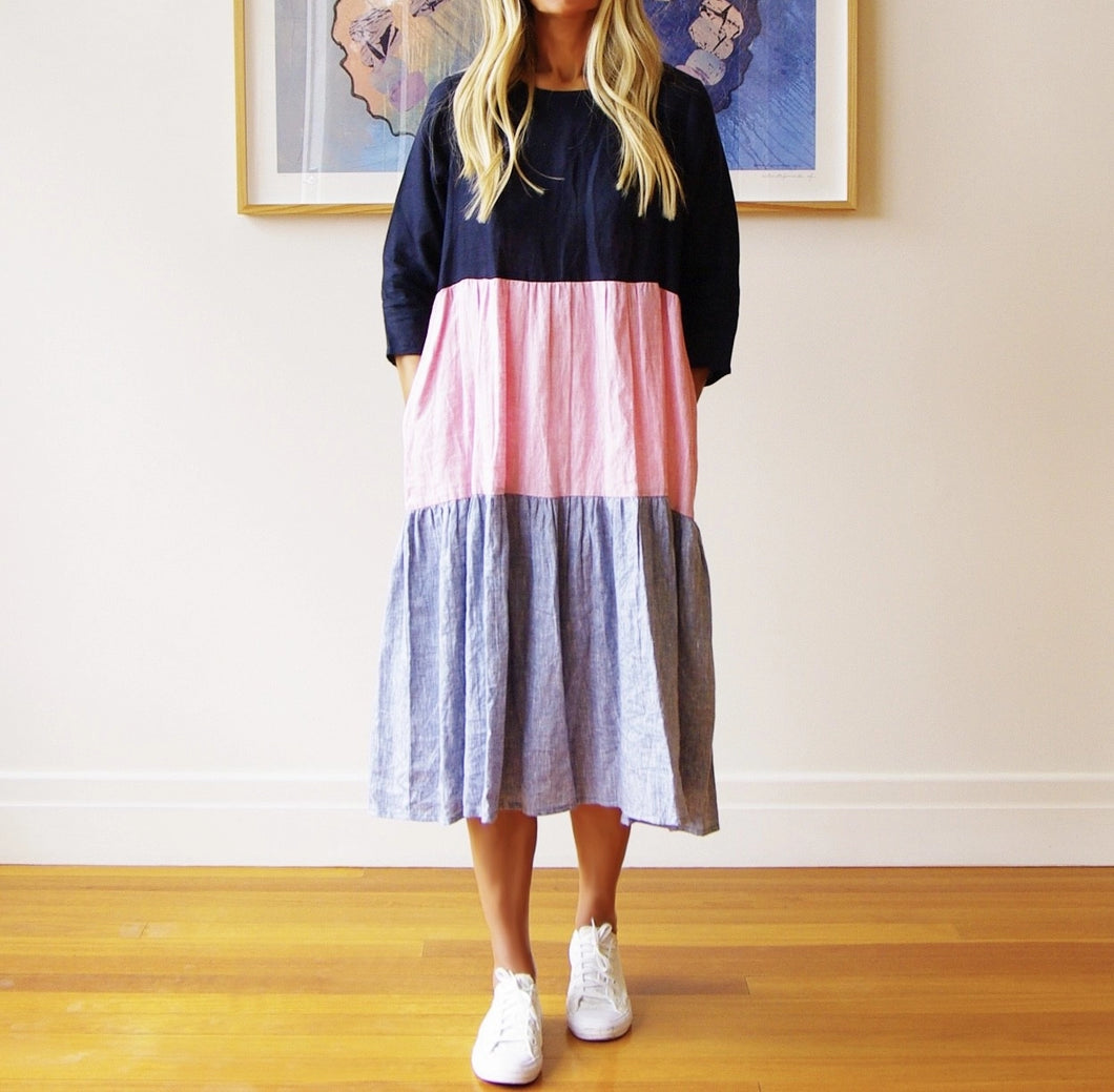 Navy Molly Linen Dress - Who's Charlie