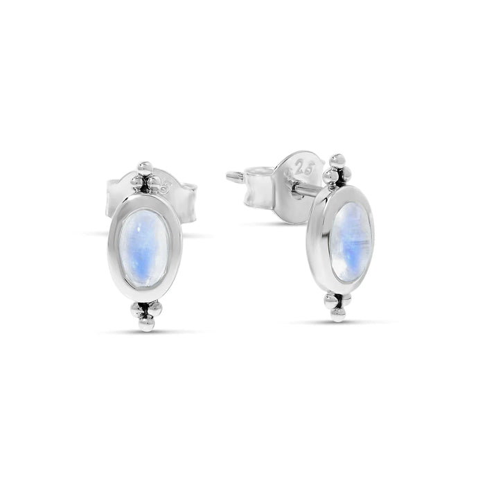 Moon Song Moonstone Silver Studs
