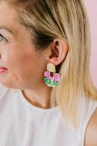 'Moops' Paper Daisy Print Dangle Earrings