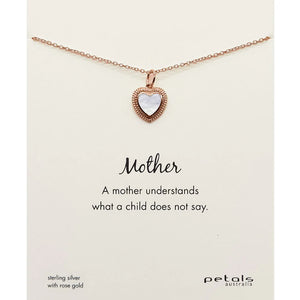 Mother of Pearl Heart Necklace Rose Gold