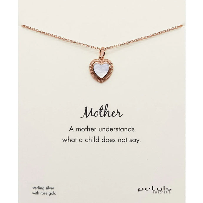 Mother of Pearl Heart Necklace Rose Gold
