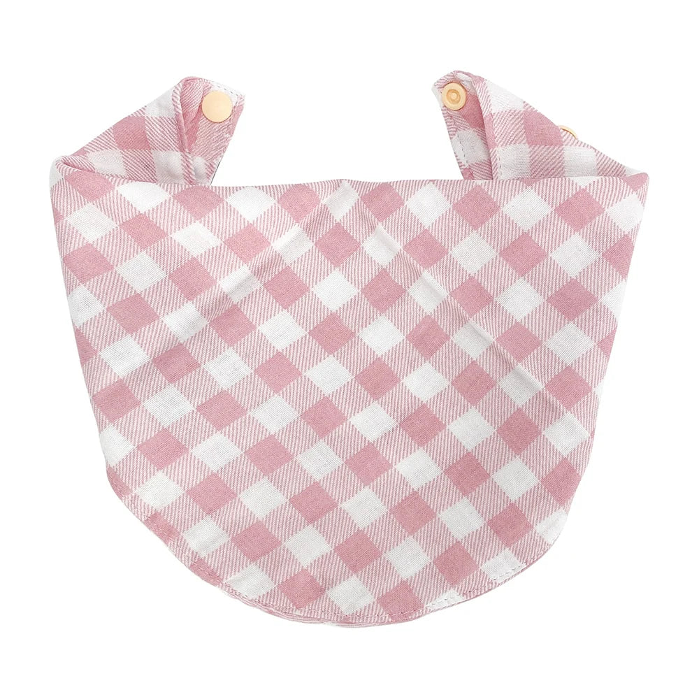 Pink Clay Gingham Bamboo/Cotton Muslin Bib