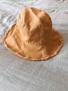 Mustard Frayed Edge Bucket Hat