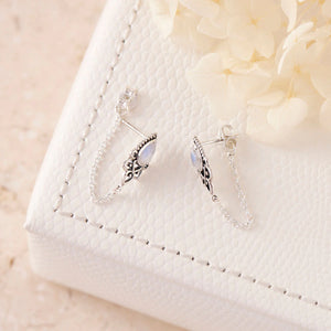 Mystic Temple & Chain Moonstone Silver Studs